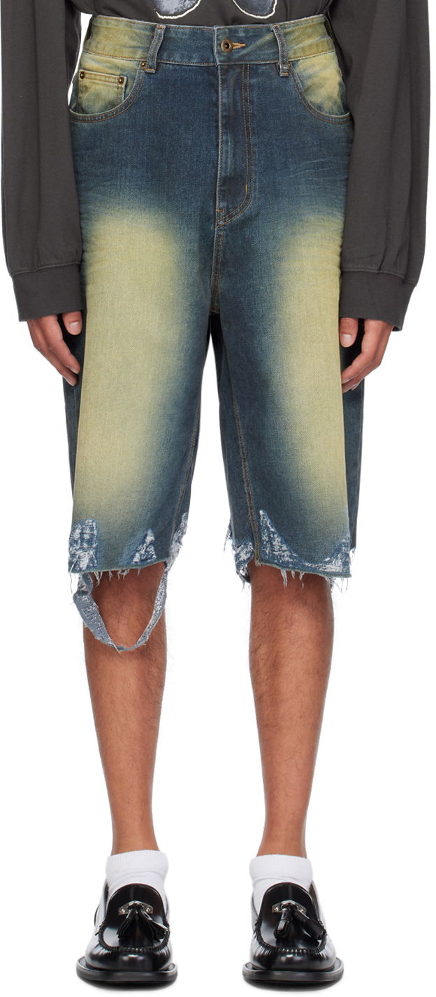 Дънки We11done Washed Denim Raw Edge Shorts Синьо | WD-DP2-24-315-M-BL, 0