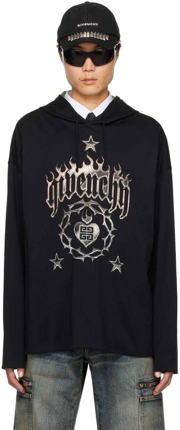 Суитчър Givenchy Dropped Shoulder Hoodie Черно | BM71KD3YHU960