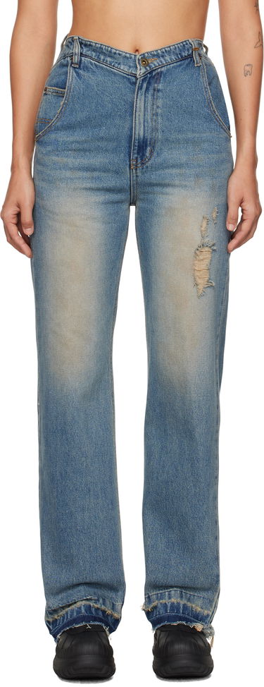 Дънки We11done We11done Distressed High-Waisted Jeans Синьо | WD-DP3-24-323-W-BL, 0