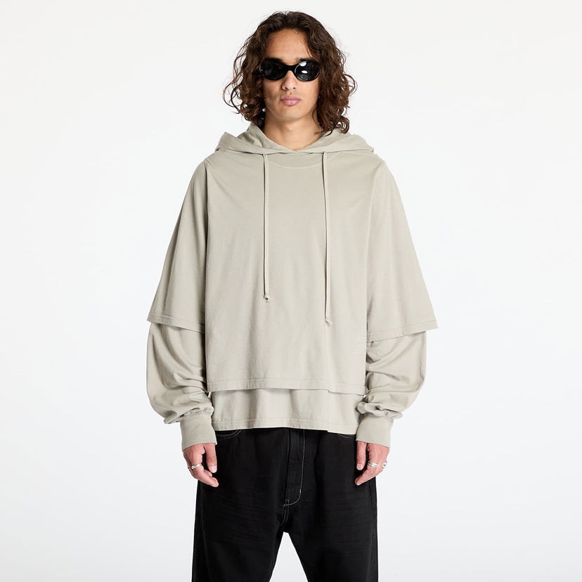 Суитчър Rick Owens DRKSHDW Knit T-Shirt - Hustler Hoodie Pearl Бежово | DU02D2281 RN 08