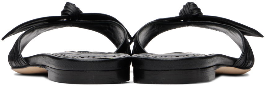 Аксесоари Manolo Blahnik Manolo Blahnik Lollo Knotted Leather Slides Черно | 224-1605, 1
