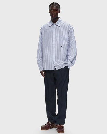 Риза ØLÅF SEERSUCKER BOXY SHIRT Синьо | M180310-BLUE-WHITE, 1