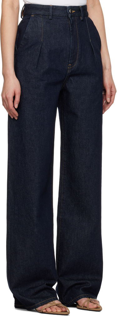 Дънки Loulou de Saison Loulou de Saison Attu Pleated Wide-Leg Jeans Синьо | ATTU, 1