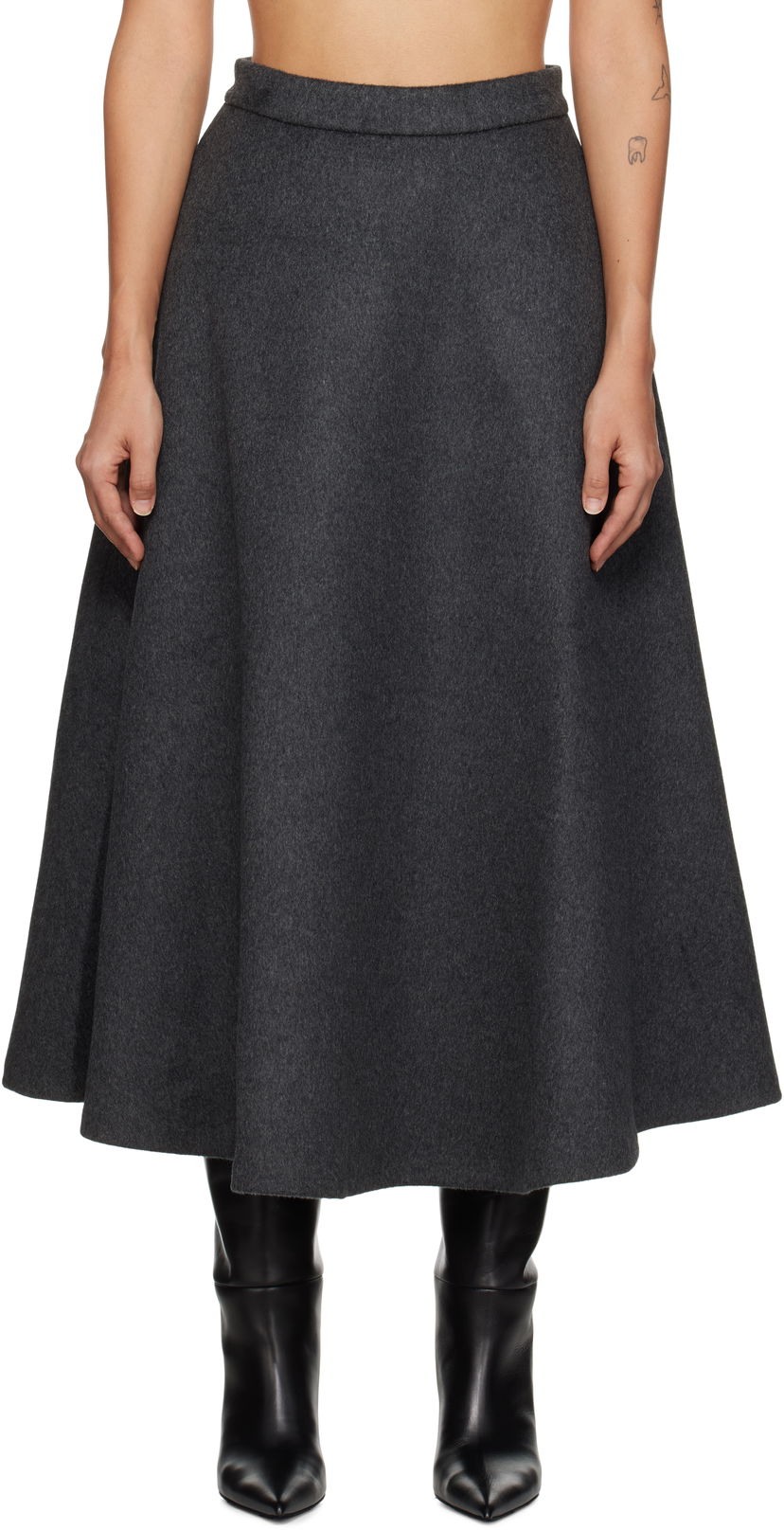 Пола Róhe Voluminous A-Line Midi Skirt Сиво | 613-32-027