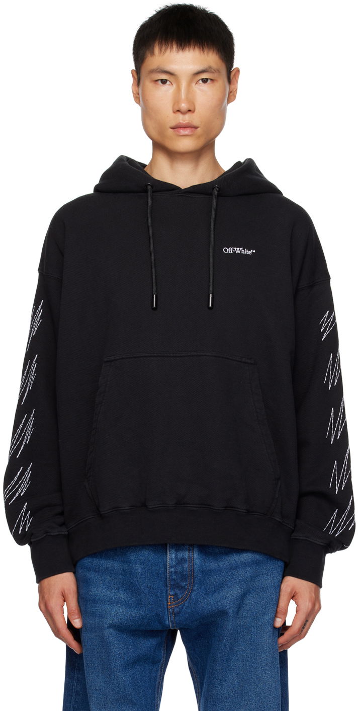 Суитчър Off-White Black Stitched Hoodie Черно | OMBB085F23FLE0201001