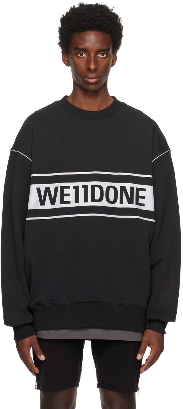Суитчър We11done Men's Reflective Stripe Sweatshirt Черно | WD-SS5-19-048-BK, 0