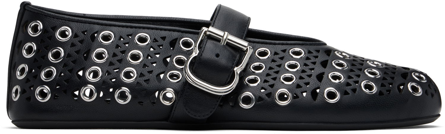 Кецове и обувки Alaïa ALAÏA Vienne Lambskin Eyelets Ballerina Flats Черно | AA3A029CK277, 0