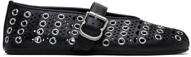 Кецове и обувки Alaïa ALAÏA Vienne Lambskin Eyelets Ballerina Flats Черно | AA3A029CK277, 0