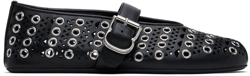 Кецове и обувки Alaïa ALAÏA Vienne Lambskin Eyelets Ballerina Flats Черно | AA3A029CK277