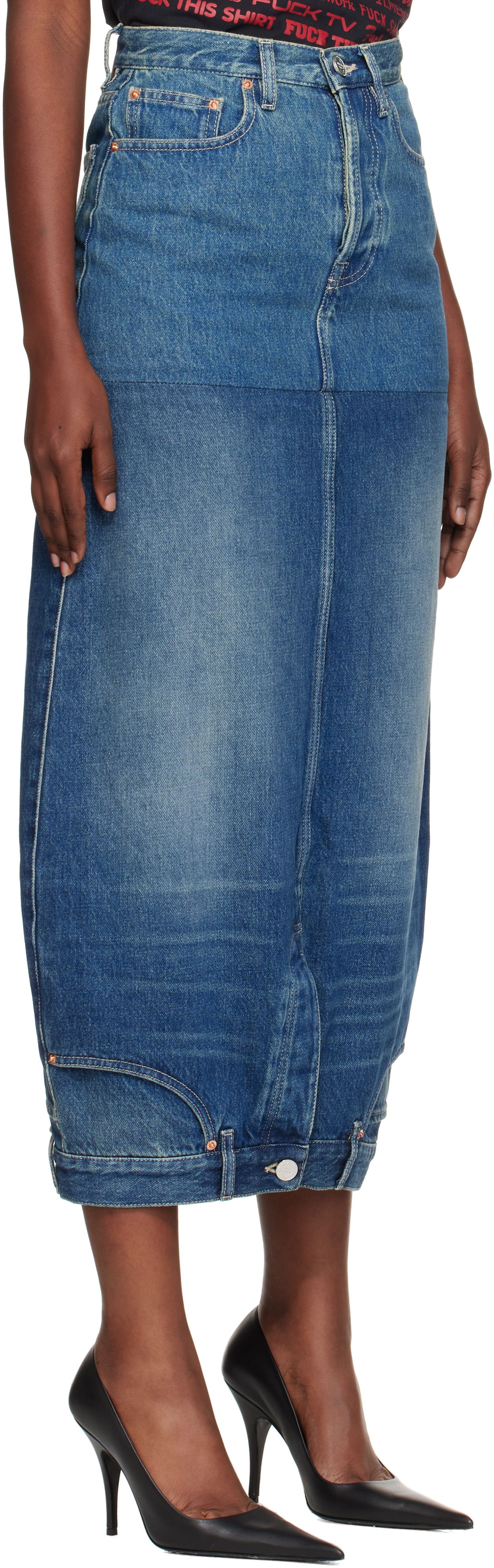 Пола VETEMENTS Vetements Double Denim Midi Skirt Синьо | WH76DK880VBBG, 1