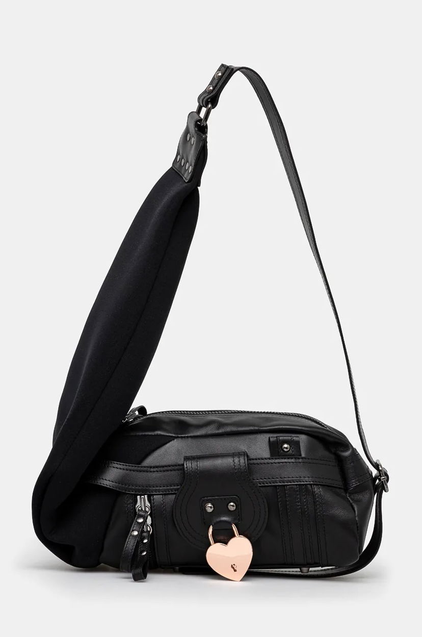 Дамска чанта Ottolinger Ottolinger Mini Neoprene Leather Heart Lock Bag Черно | 2227210299