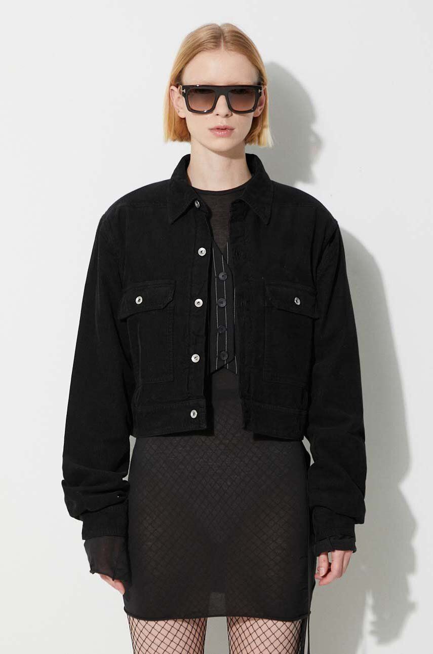 Яке Rick Owens Black Cropped Corduroy Jacket Черно | DS02C5702.MC, 0