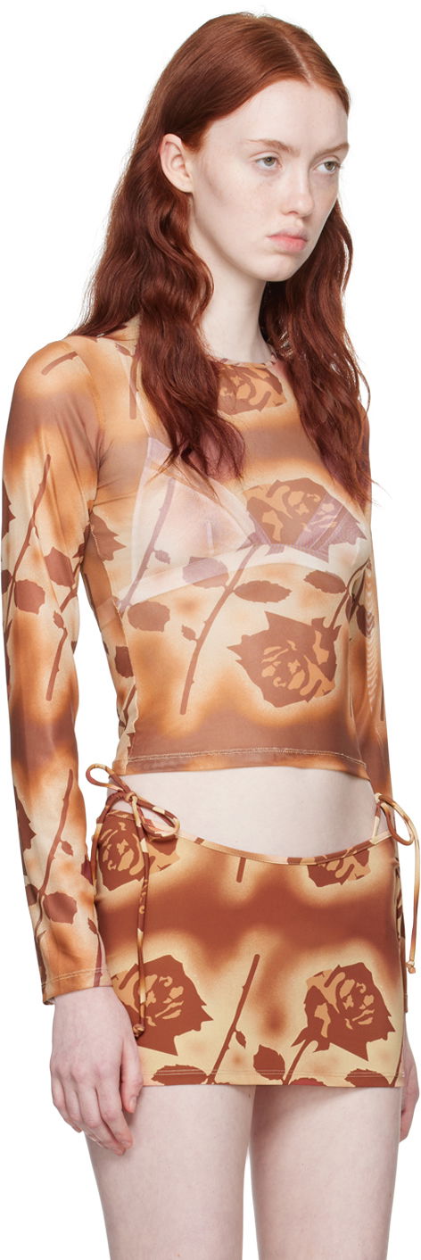 Пола Miaou Miaou Floral Long Sleeve Top Кафяво | 7029PM2SRO, 1
