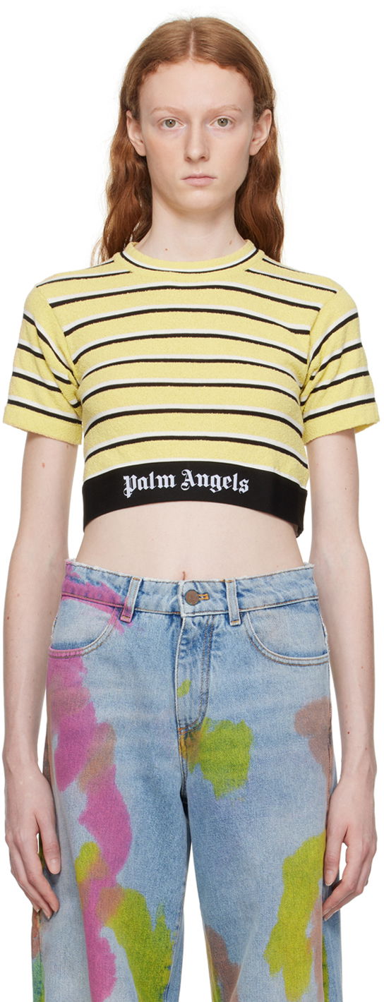 Тениска Palm Angels Yellow & Black Stripe Жълто | PWHW001S23KNI0011810