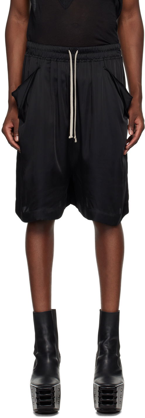 Къси панталони Rick Owens Porterville Lido Silk Shorts Черно | RU02D6399 SCH, 0