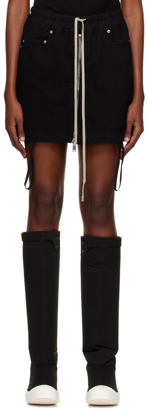 Пола Rick Owens DRKSHDW Drawstring Miniskirt Черно | DS02B4345 RIG, 0