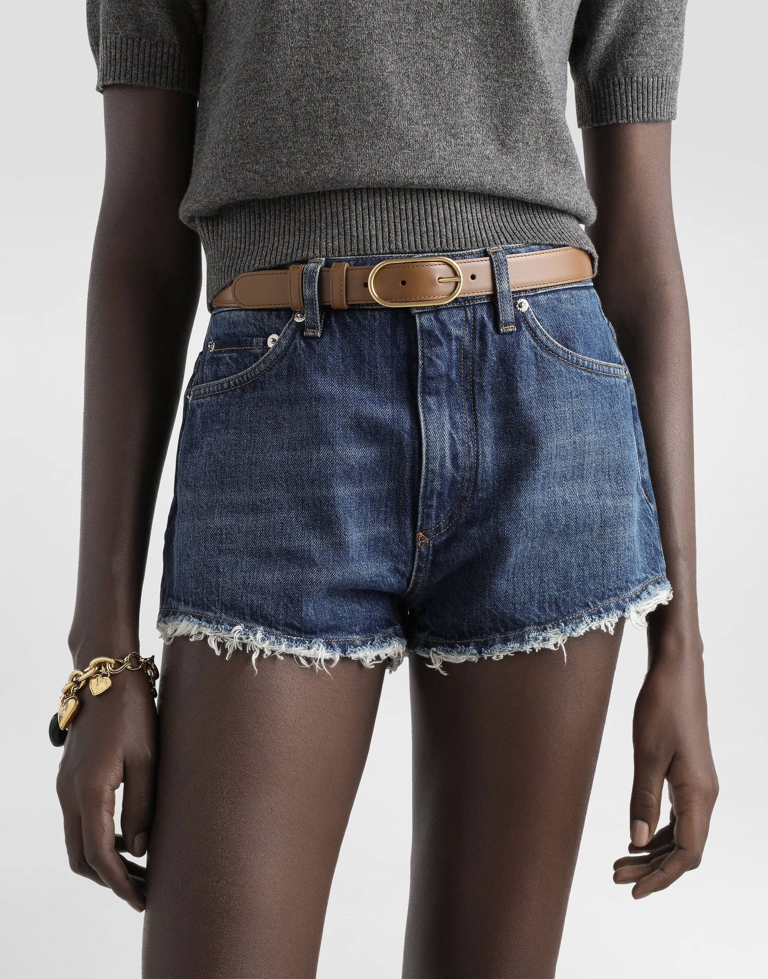 Колани Dolce & Gabbana Dolce & Gabbana Palmated Calfskin Belt with Oval Buckle Кафяво | BE1654A3G198Z093, 1