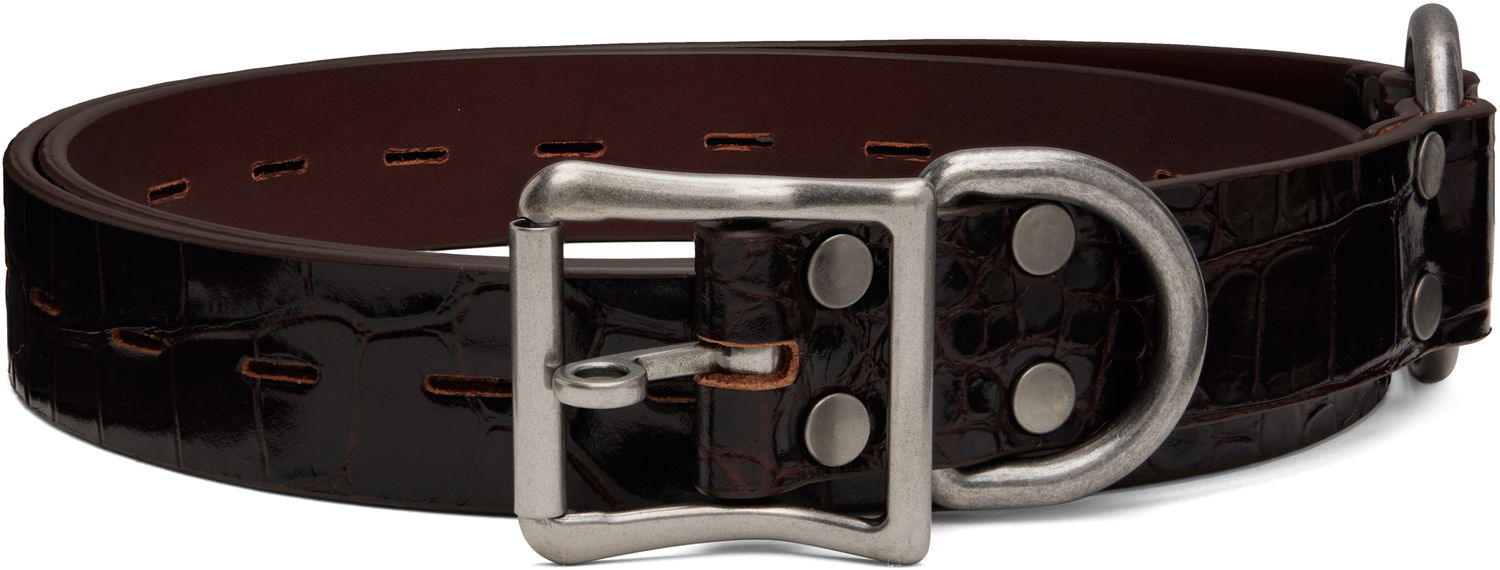 Колани Martine Rose Martine Rose Bondage Crocodile Leather Belt Кафяво | 1138LE01710, 0