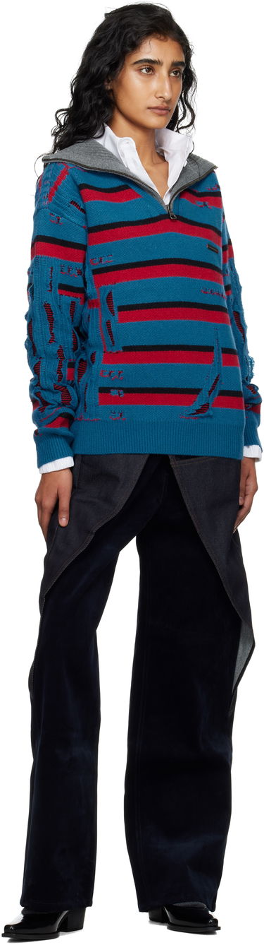 Пуловер Andersson Bell Andersson Bell Stripe Jacquard Half Zip-Up Sweater Синьо | atb1331m, 3
