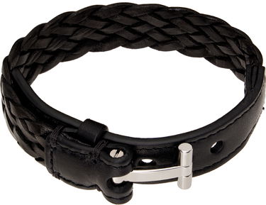 Гривна Tom Ford Black Woven Leather Bracelet Черно | JM001-ICL001S, 0