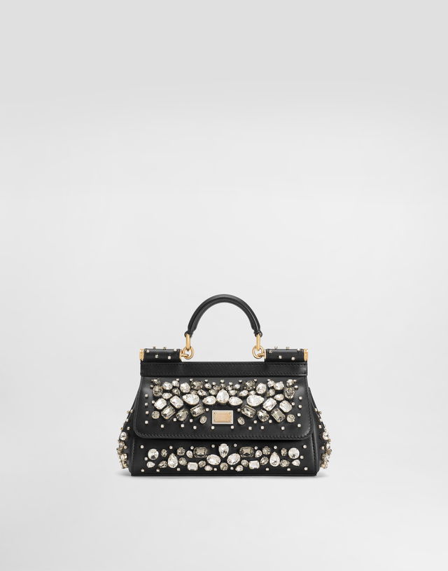 Dolce & Gabbana Sicily Crystal-Embellished Small Leather Handbag