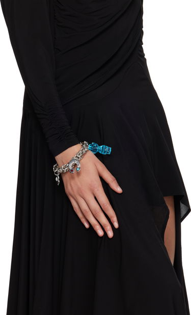 Гривна Chopova Lowena Charm Bracelet with Clover and Blue Crystal Charms Металик | 6539, 2