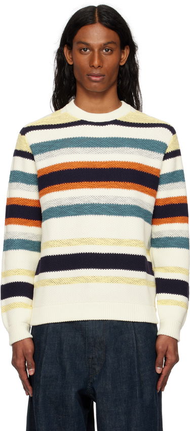 Пуловер MAISON KITSUNÉ Maison Kitsuné Comfort Striped Sweater Бяло | OM00807KT1129, 0