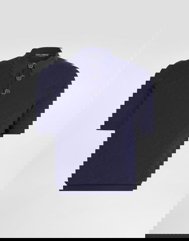 Поло тениска Dolce & Gabbana Silk Monogram Polo Shirt Тъмно синьо | GXZ02TJBSO9B6712, 0