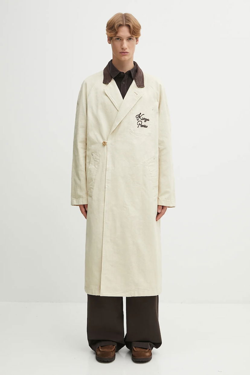 Палта KENZO Kenzo Chainstitch Wrap Long Coat Бежово | FF65MA0539GU