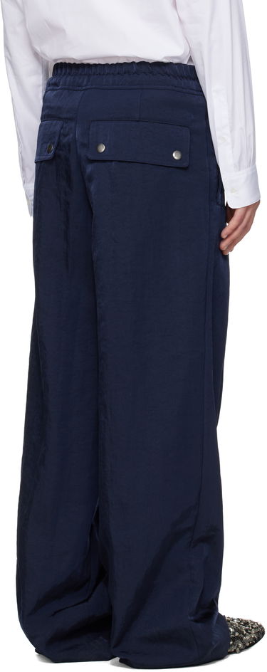 Панталони Dries Van Noten Dries Van Noten Twill Wide-Leg Drawstring Trousers Тъмно синьо | 252-020993-2328, 2