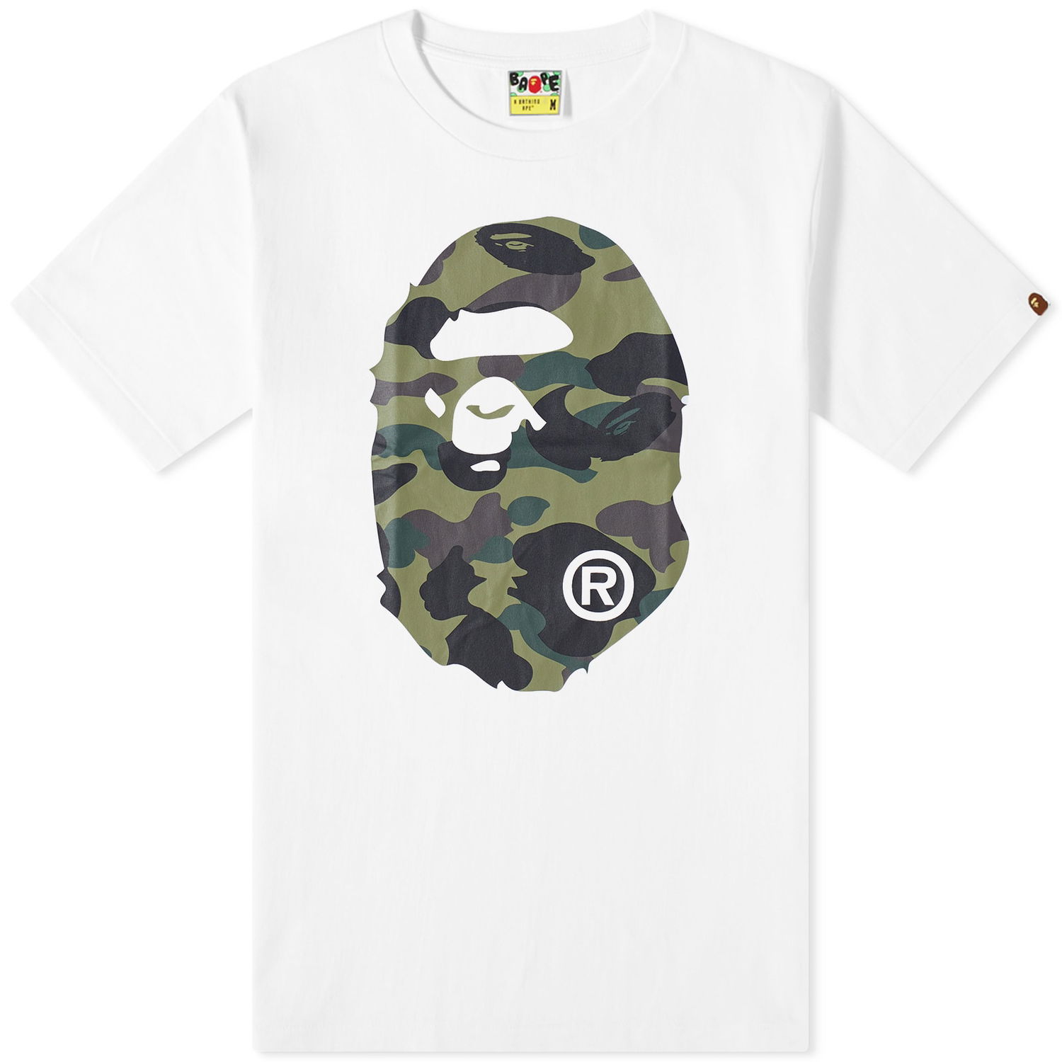 Тениска BAPE 1St Camo Big Ape Head T-Shirt White/Green Бяло | 001TEJ301011M-WHTGRN, 0