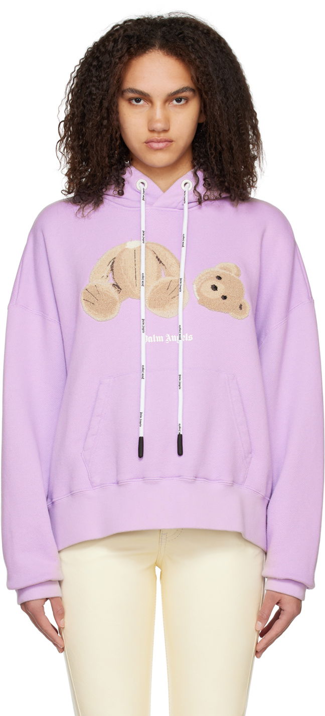Суитчър Palm Angels Bear Appliqué Relaxed-Fit Hoodie Лилаво | PMBB058C99FLE0053660, 0