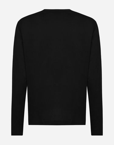 Тениска Dolce & Gabbana Long-sleeved T-shirt With Logo Tag Черно | G8PV0TG7F2IN0000, 1