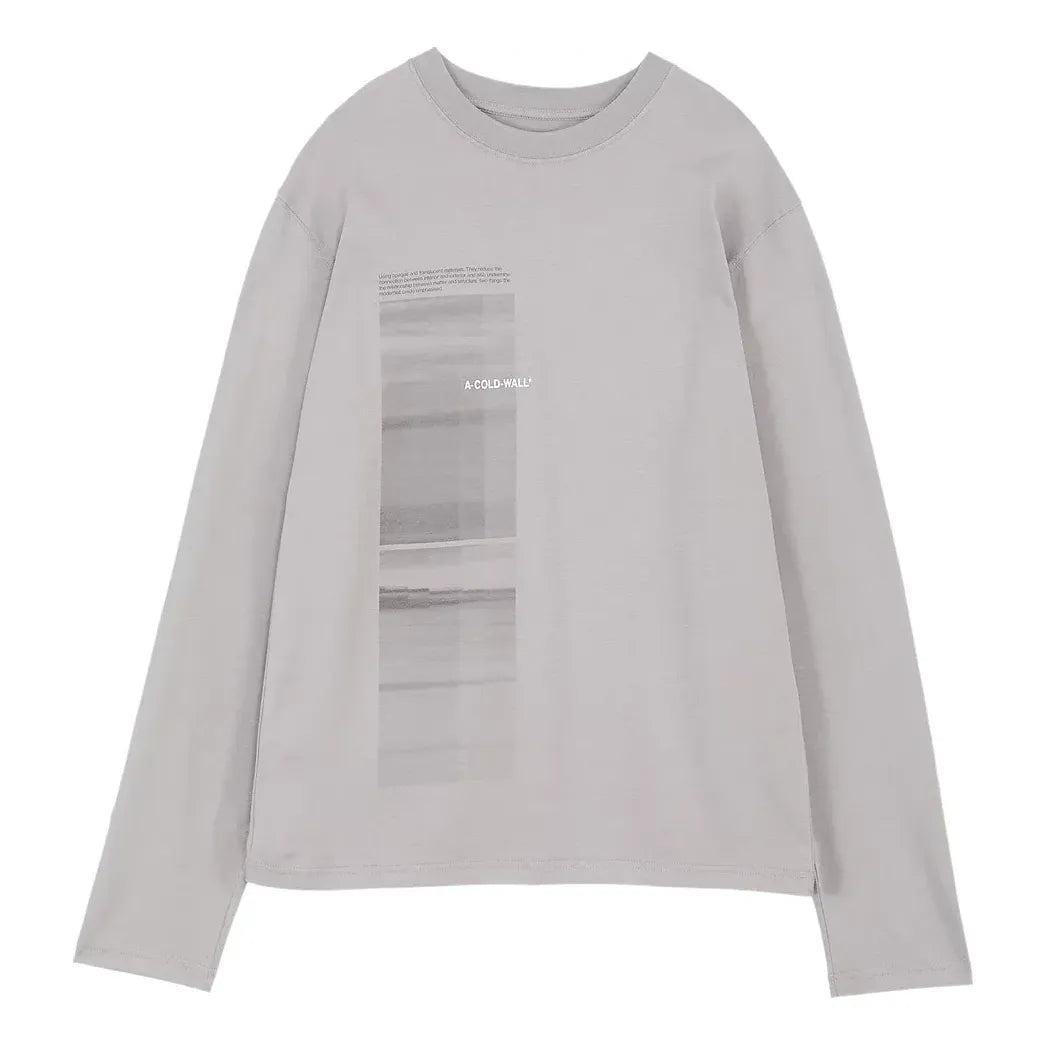 Тениска A-COLD-WALL* Diffusion Graphic Long Shirt Сиво | ACWMTS087-MIDGRE, 0