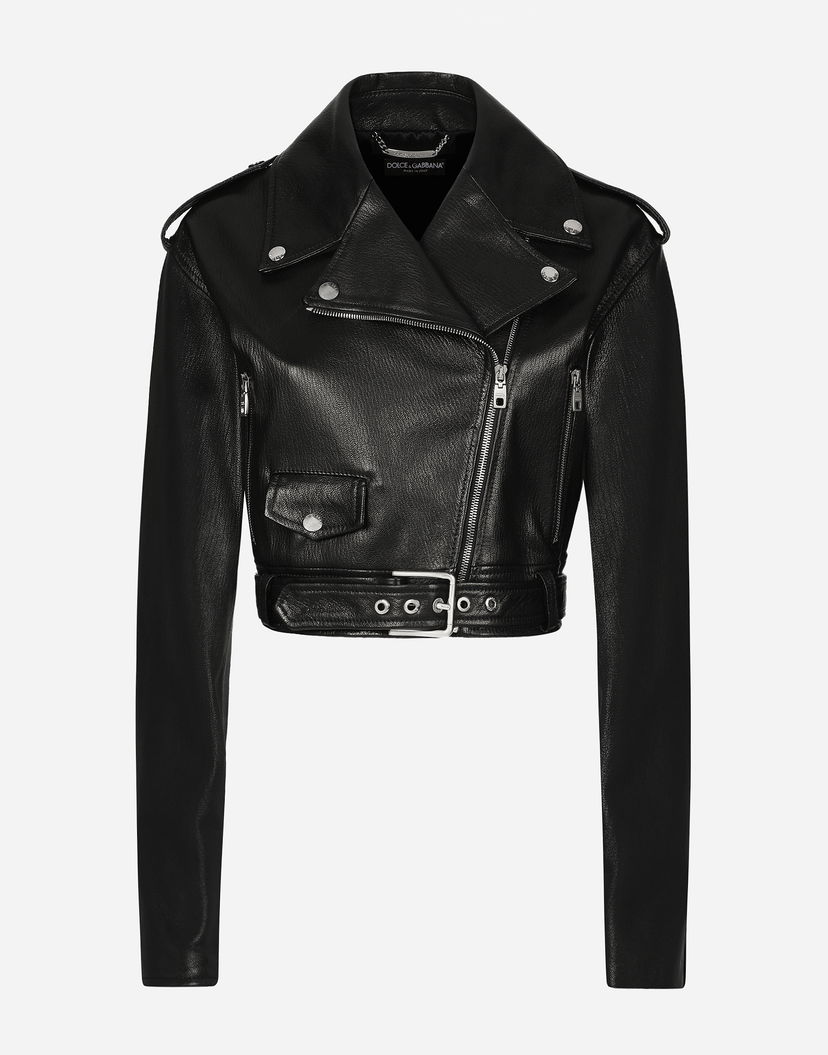 Яке Dolce & Gabbana Nappa Leather Biker Jacket Черно | F9R87LHULVJN0000