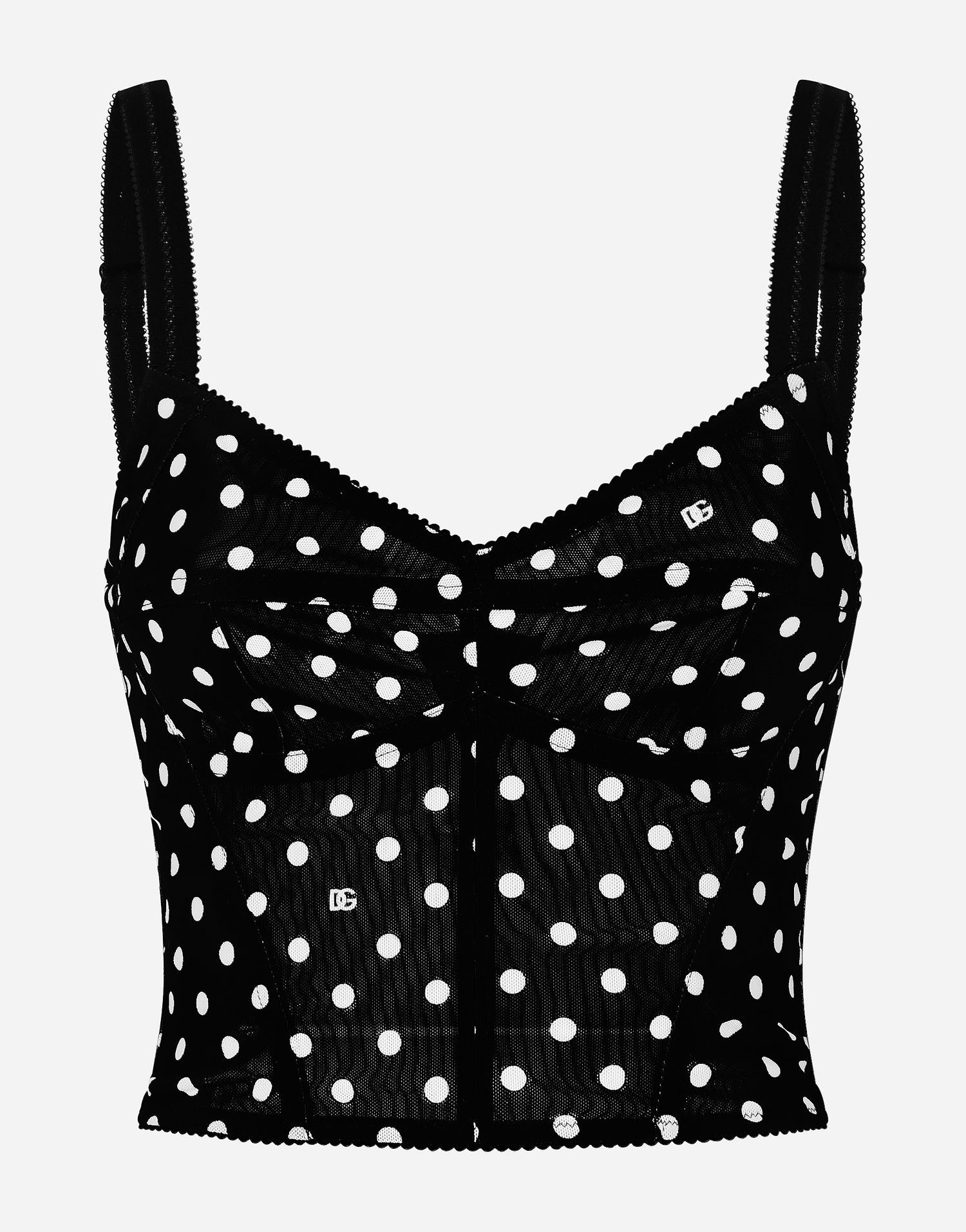 Потник Dolce & Gabbana Polka Dot Marquisette Corset Top Черно | F7AB7TFSUBGHNZQW, 0