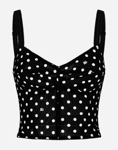 Потник Dolce & Gabbana Polka Dot Marquisette Corset Top Черно | F7AB7TFSUBGHNZQW, 0