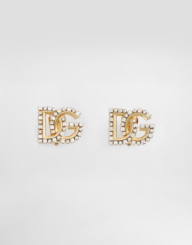 Обеци Dolce & Gabbana Gold Metal Rhinestone DG Logo Earrings Металик | WER2L4W1111ZOO00, 0