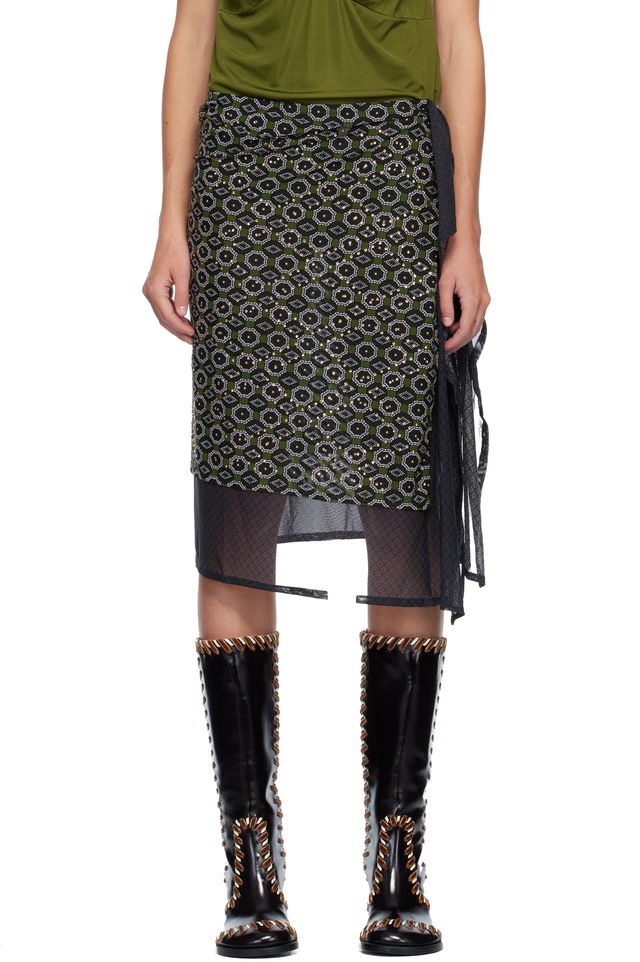 Dries Van Noten Embellished Jersey Midi Skirt