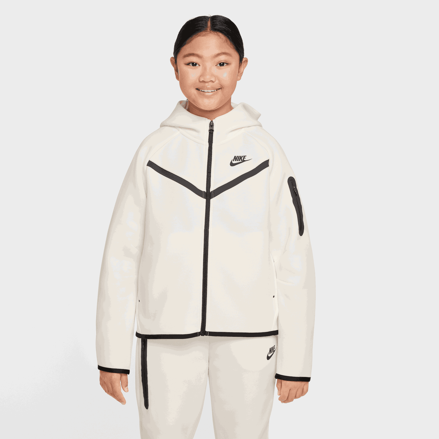 Суитчър Nike Girls' Sportswear Tech Fleece Full-Zip Hoodie Бяло | HV8695-133, 0