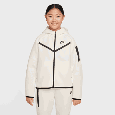 Суитчър Nike Girls' Sportswear Tech Fleece Full-Zip Hoodie Бяло | HV8695-133, 0