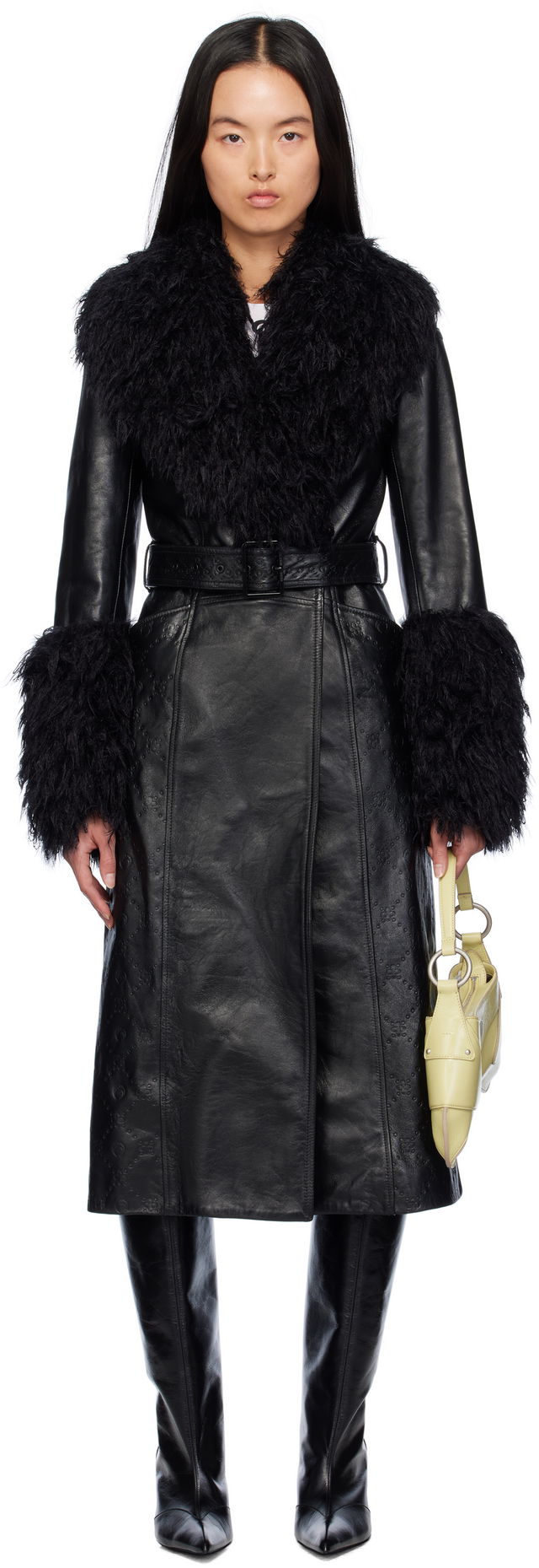 Leather Trench Coat With Belt