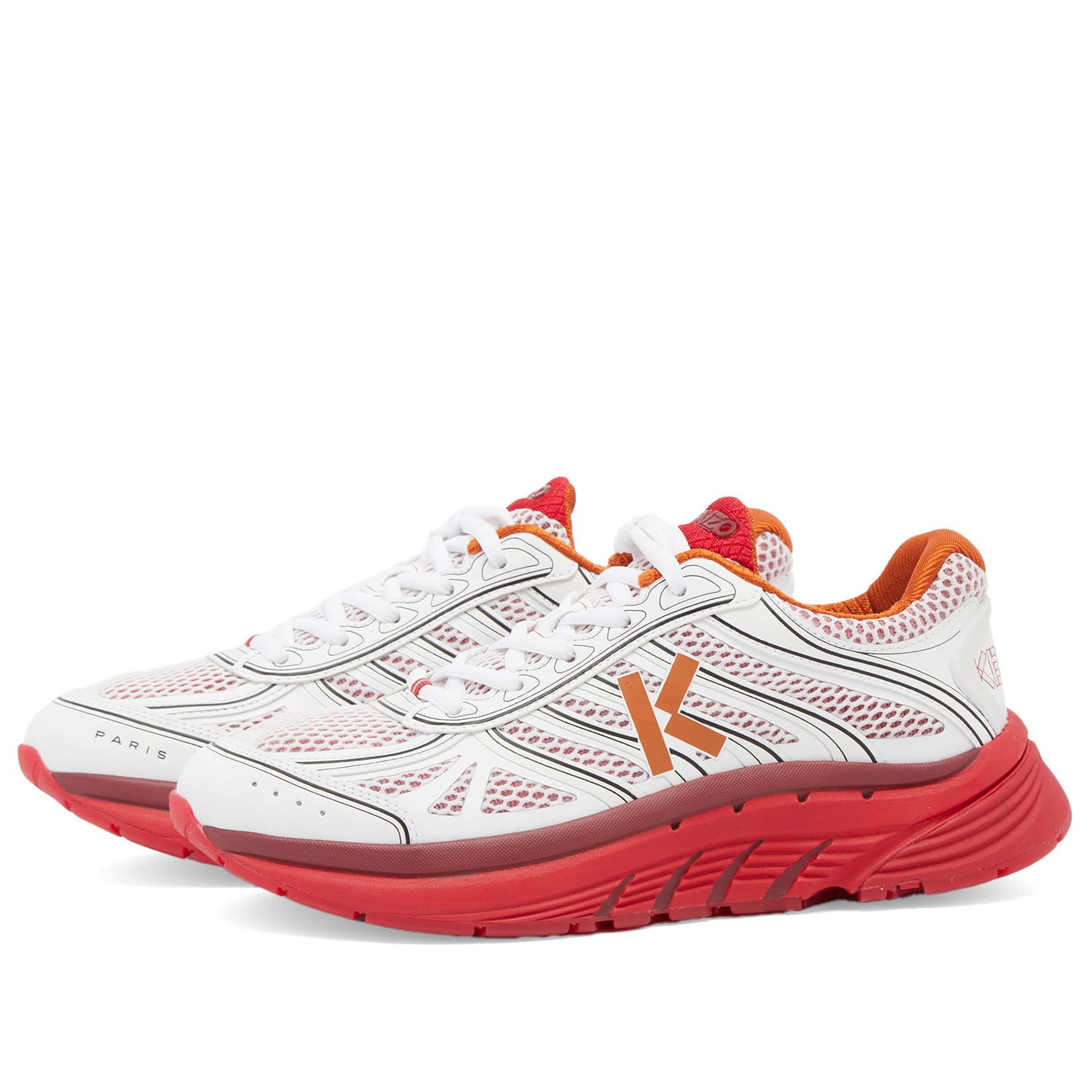 Кецове и обувки KENZO Paris Women's Pace Low Top Sneakers in Medium Red, Size EU 36 | END. Clothing Сиво | FE52SN070F63-21, 0