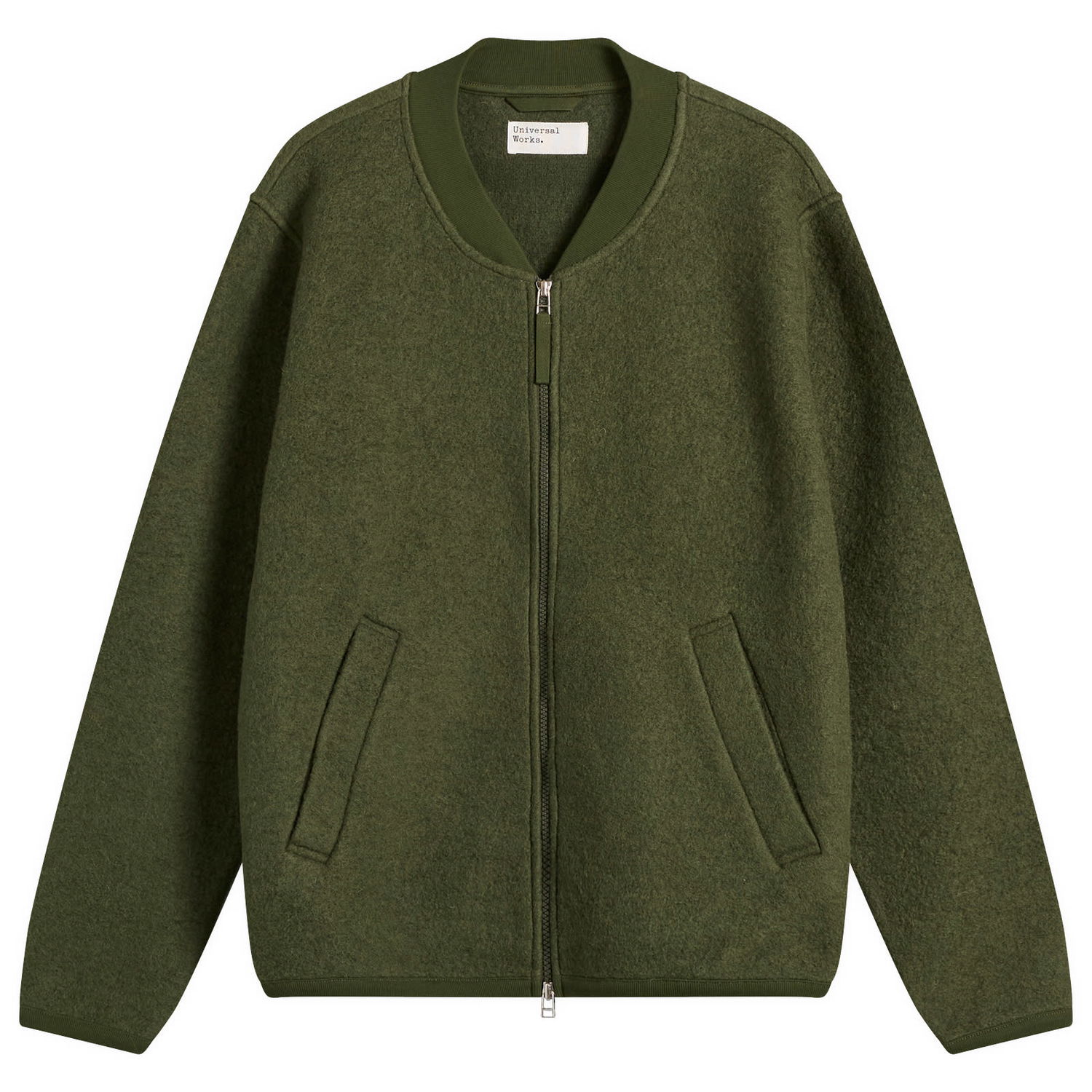 Яке бомбър Universal Works Universal Works Wool Fleece Zip Bomber Jacket Зелено | 00018-OLV, 0