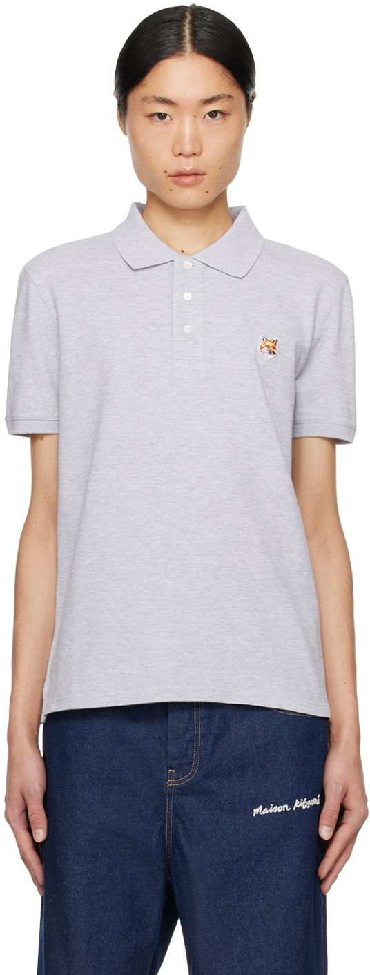 Поло тениска MAISON KITSUNÉ Fox Head Polo Сиво | LM00208KJ7002H120, 0