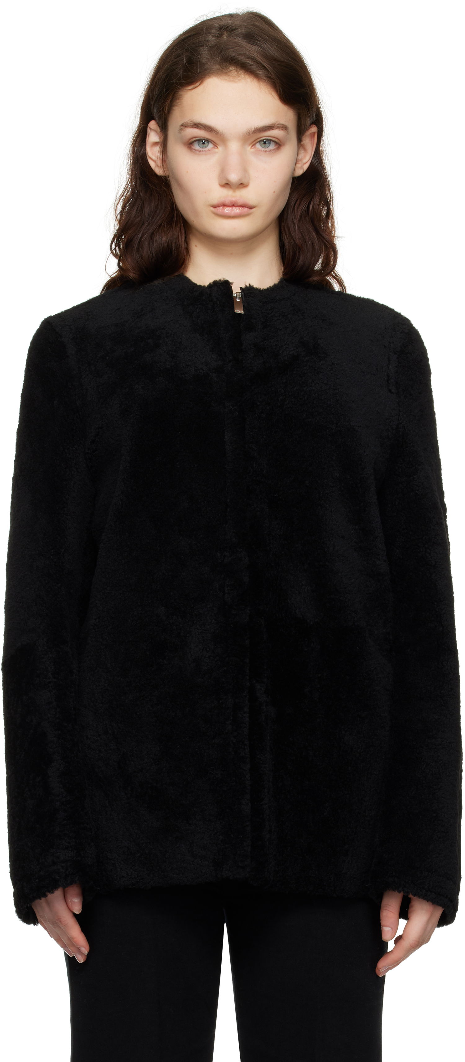 Яке TOTEME TOTEME Zipped Teddy Shearling Jacket Черно | 251-WRO0184-LE0048, 0
