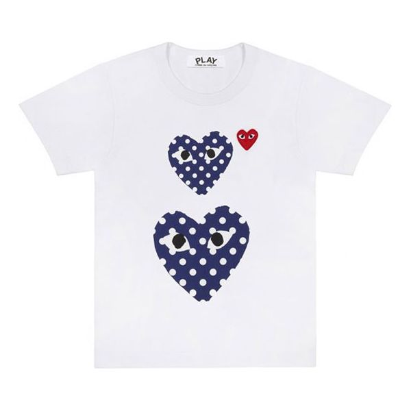 Тениска Comme des Garçons PLAY Short Sleeve T-Shirt with Polka Dot Heart Print Бяло | AZT237