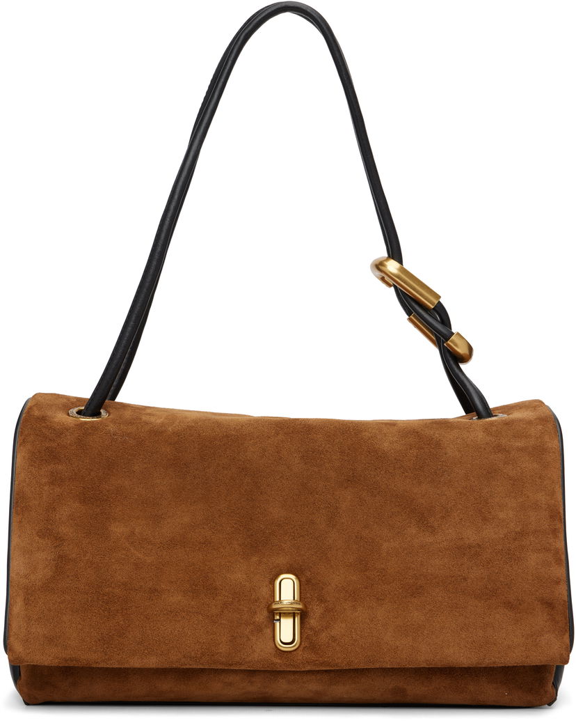 Чанта през рамо Marc Jacobs Suede 'The Large Dual' Shoulder Bag with Gold-Tone Hardware Кафяво | 2F5HSH039H01