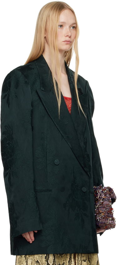 Яке Dries Van Noten Dries Van Noten Jacquard Double-Breasted Blazer Зелено | 251-010409-1525, 1