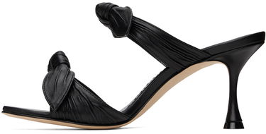 Аксесоари Manolo Blahnik Manolo Blahnik Lollo Knotted Leather Heeled Mules Черно | 224-1604, 2